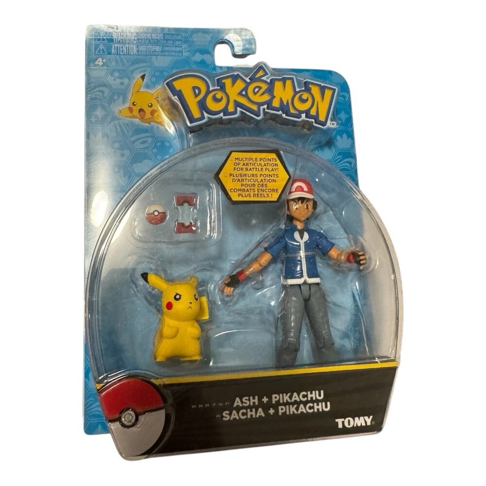 Ash & Pikachu Pokemon Action Figure Standing Pikachu Nintendo Rare Collectible